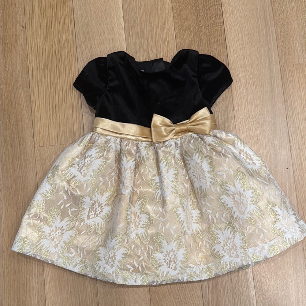 Elegant Black and Gold Baby Dress